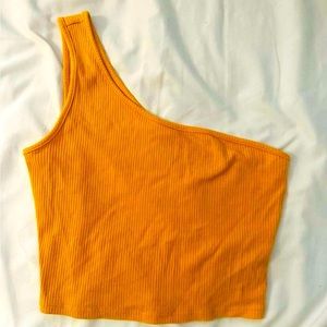 Garage one shoulder crop top